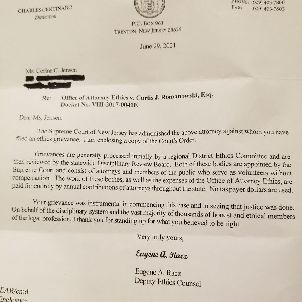 Romanowski Law Offices - Ethics Board Result - Divorce & Family Law Near Me - Metuchen, New Jersey Romanowski Law Offices - Ethics Board Result - Divorce & Family Law Near Me - Metuchen, New Jersey