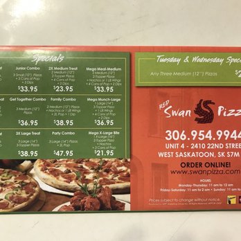 Red Swan Pizza - Menu 1 - Pizza Near Me - Saskatoon, Saskatchewan