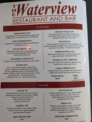 Menu photo 1 Waterview Pictou, NS Menu photo 1 Waterview Pictou, NS