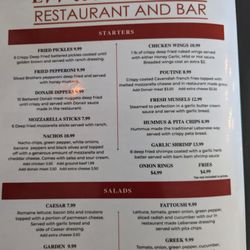 Waterview - Menu as of April 2023
