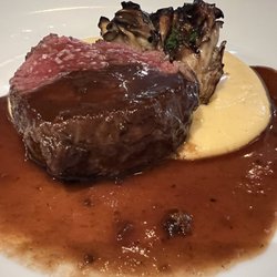 Alacena Bistro & Market Place - Fajardo - Grilled Filet of Tenderloin and Miataki Mushroom served atop au jus and a purée of a unique Puerto Rican Celery Root they called Apio