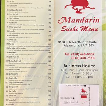 Mandarin - Sushi Menu - Sushi Bars Near Me - Alexandria, Louisiana Mandarin - Sushi Menu - Sushi Bars Near Me - Alexandria, Louisiana