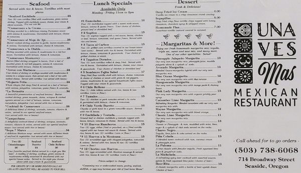 Menu photo 4 Una Ves Mas Mexican Restaurant Seaside, OR Menu photo 4 Una Ves Mas Mexican Restaurant Seaside, OR