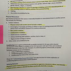 Endeavor Gymnastics - Safe sport policies that endeavor does not abide by