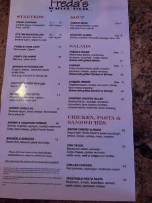 Menu photo 1 Freda's Seafood Grille Austin, TX
