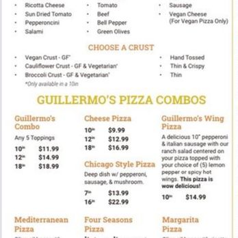 Guillermo's - Cheese pizza online is $12.99 plus the add on of pepperoni. Actual price was $17 plus $1.50 for pepperoni. - Italian Near Me - San Antonio, Texas