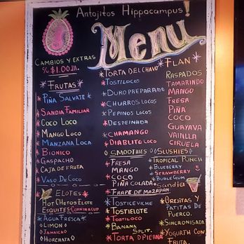 Antojitos Hipocampus - Menu as of April 2024 - Juice Bars & Smoothies Near Me - Bishop, California Antojitos Hipocampus - Menu as of April 2024 - Juice Bars & Smoothies Near Me - Bishop, California