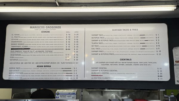 Menu photo 2 Ferchaladas San Diego, CA