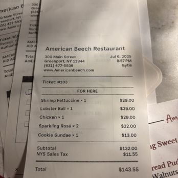 American Beech - Receipt - Hotels Near Me - Greenport, New York