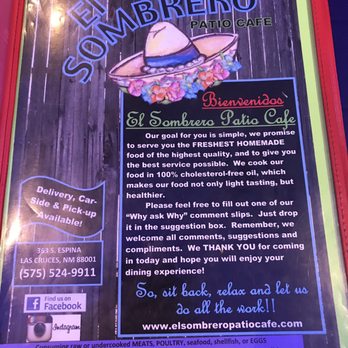 El Sombrero Patio Cafe - Menu - New Mexican Cuisine Near Me - Las Cruces, New Mexico El Sombrero Patio Cafe - Menu - New Mexican Cuisine Near Me - Las Cruces, New Mexico