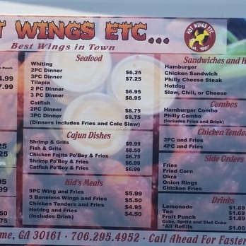 Hot Wings Etc - Menu board outside - Cajun/Creole Near Me - Rome, Georgia Hot Wings Etc - Menu board outside - Cajun/Creole Near Me - Rome, Georgia