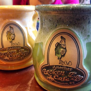 Another Broken Egg Cafe - Love these mugs! They are hand made and are a little too pricy to take one home... - Breakfast & Brunch Near Me - Houston, Texas Another Broken Egg Cafe - Love these mugs! They are hand made and are a little too pricy to take one home... - Breakfast & Brunch Near Me - Houston, Texas