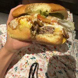 Burger with fried egg! @stephanieeatsworld Burger with fried egg! @stephanieeatsworld