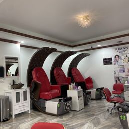 Interior with the pedicure chairs. They even have 2 chairs for kids. Interior with the pedicure chairs. They even have 2 chairs for kids.