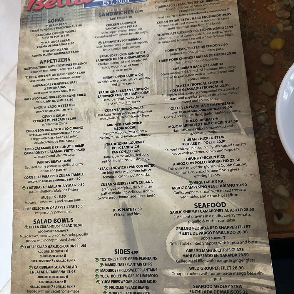 Bella Cuba - Menu - Cuban Near Me - Miami Beach, Florida Bella Cuba - Menu - Cuban Near Me - Miami Beach, Florida