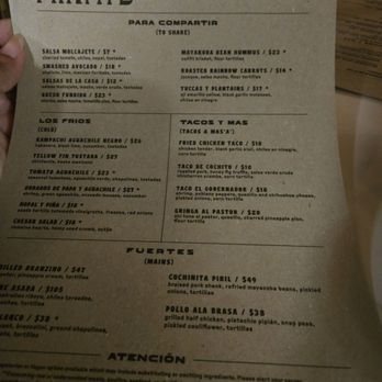 Mirate - Menu - Mexican Near Me - Los Angeles, California