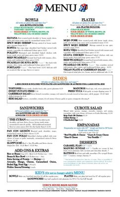 Menu photo 1 Cubo Portland, OR