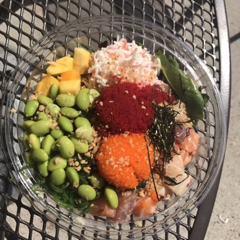 Poke Fix - Half and half (brown rice & spring mix) scoop protein poke bowl - Sushi Bars Near Me - Sacramento, California