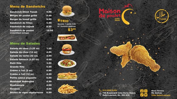 Menu photo 2 Maison De Poulet Syriana Saint-Laurent, QC Menu photo 2 Maison De Poulet Syriana Saint-Laurent, QC