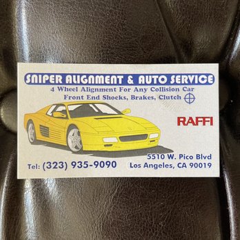 Sniper Alignment & Auto Service - Raffi's Business Card - Gas Stations Near Me - Los Angeles, California Sniper Alignment & Auto Service - Raffi's Business Card - Gas Stations Near Me - Los Angeles, California
