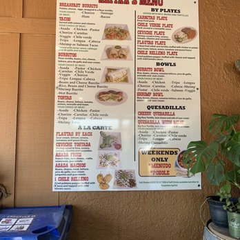Aliyah's Kitchen and Grill  - Front enlarged menu - Mexican Near Me - Templeton, California
