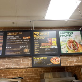 Subway - menus and prices on a brick wall - Sandwiches Near Me - Altavista, Virginia