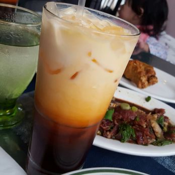 Thai Garden - two drinks and a plate of food - Thai Near Me - Woonsocket, Rhode Island