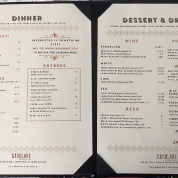 Glover Park Hotel Georgetown - Room service menu for the restaurant off the lobby. - Hotels Near Me - Washington, DC, District of Columbia
