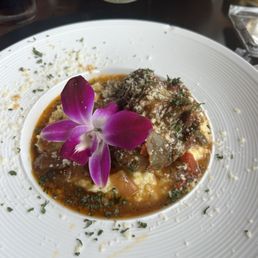 Braised Beef Short Rib & Grits with a Demi Glaze on Top