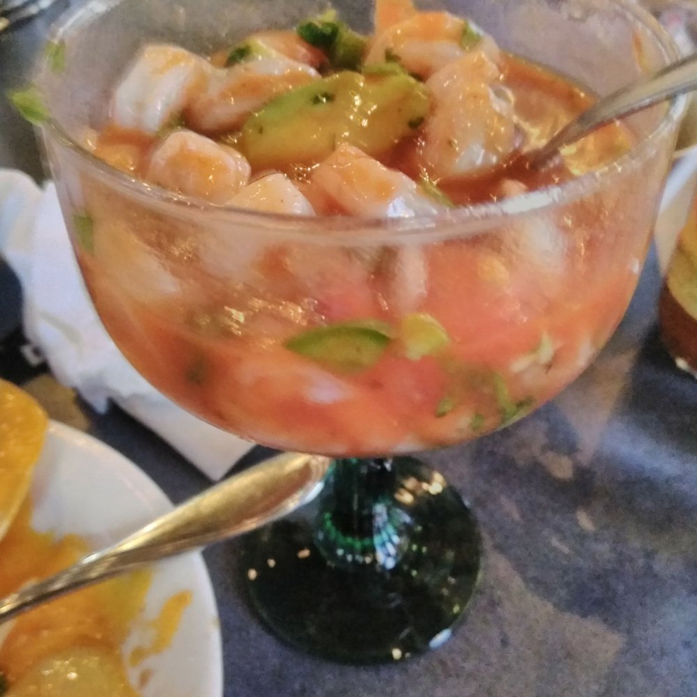 Del Rancho Mexican Grill - Halfway through my shrimp cocktail... Too much shrimp if you ask me - Sports Bars Near Me - Garland, Texas Del Rancho Mexican Grill - Halfway through my shrimp cocktail... Too much shrimp if you ask me - Sports Bars Near Me - Garland, Texas