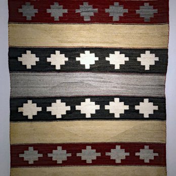 Mingei International Museum - Blanket; Arizona, Chinle District; 1930-40; wood and natural dyes, hand-carded, handspun, weft-faced tapestry weave - Art Museums Near Me - San Diego, California