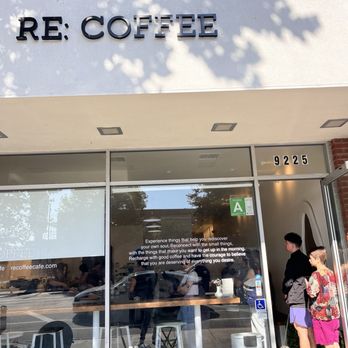Re Coffee - outside w/cheesy quote lol - Desserts Near Me - Northridge, California