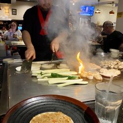 Samurai Japanese Steak - Hibachi grill. Lots of fun! Scallops were amazing as always!