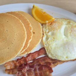 Pancake combo! They got my request for over medium eggs just right! And the combo includes coffee