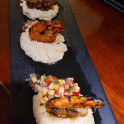 Braised Onion - Shrimp and grits appetizer