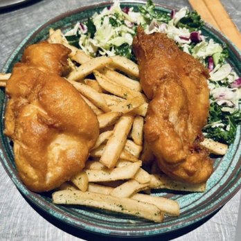 California Fish Grill - Two piece fried fish with fries and kale slaw. - Seafood Near Me - Long Beach, California California Fish Grill - Two piece fried fish with fries and kale slaw. - Seafood Near Me - Long Beach, California
