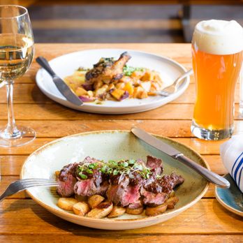 Triumph Brewing Company - Flat Iron Steak- Roasted fingerling potato, ancho chili steak sauce. - Brewpubs Near Me - Red Bank, New Jersey Triumph Brewing Company - Flat Iron Steak- Roasted fingerling potato, ancho chili steak sauce. - Brewpubs Near Me - Red Bank, New Jersey