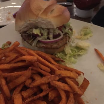 Amrheins - Turkey burger with sweet potato fries - New American Near Me - Boston, Massachusetts Amrheins - Turkey burger with sweet potato fries - New American Near Me - Boston, Massachusetts