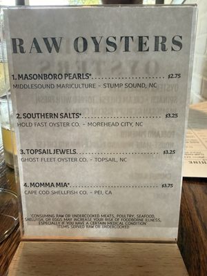 Menu photo 1 Flying Machine Oyster Bar Wrightsville Beach, NC Menu photo 1 Flying Machine Oyster Bar Wrightsville Beach, NC