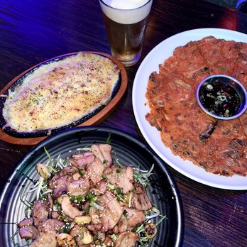 JJAN - Frozen Beer, Kimchi Pancake, Pork Belly + Green Onions, Corn Cheese - Gastropubs Near Me - Los Angeles, California JJAN - Frozen Beer, Kimchi Pancake, Pork Belly + Green Onions, Corn Cheese - Gastropubs Near Me - Los Angeles, California