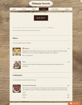 Menu photo 1 Dimana Sweets Westlake, OH