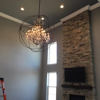 VIP Electrical Services - 60" wide chandelier that Phil and helper hung. They even wore gloves as they hung the crystals. Now that's what I call white glove service! - Electricians Near Me