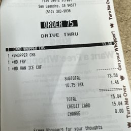 $15 for a whopper meal?