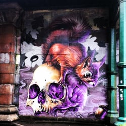 Kelvinbridge Subway Station - Look, it's a SQUIRREL on a SKULL. What's not to get? Yeesh!
