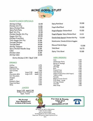 Menu photo 5 Hugos Restaurant Carpinteria, CA Menu photo 5 Hugos Restaurant Carpinteria, CA