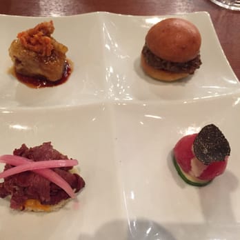 MW Restaurant - Quartet of small bites - New American Near Me - Honolulu, Hawaii