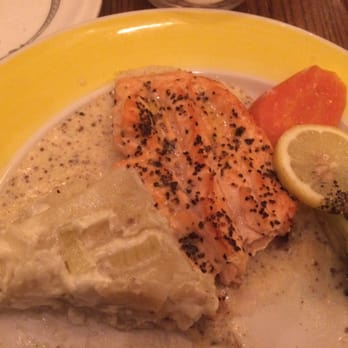 Quiet Man Pub - Backed salmon with pepper & mustard sauce. - Irish Pub Near Me - Dover, New Jersey Quiet Man Pub - Backed salmon with pepper & mustard sauce. - Irish Pub Near Me - Dover, New Jersey