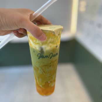 Jam Jam Tea Lab - Mango Matcha Latte with cheese foam - Coffee & Tea Near Me - Burbank, California Jam Jam Tea Lab - Mango Matcha Latte with cheese foam - Coffee & Tea Near Me - Burbank, California
