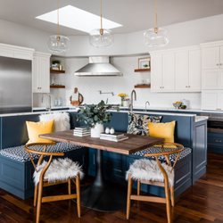 Precision Cabinetry & Design - Navy Painted Cabinetry with Quartz & Farm sink