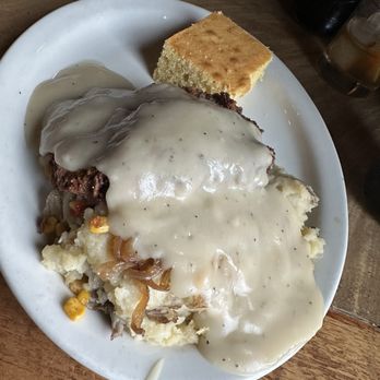 Charlies Still On Main - Smothered chicken with stack mashed potatoes, grilled onions - Southern Near Me - Milford, Michigan Charlies Still On Main - Smothered chicken with stack mashed potatoes, grilled onions - Southern Near Me - Milford, Michigan